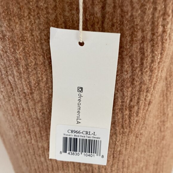 Dreamers Mock Neck Sweater Tunic Women's Large Spice Ribbed Soft Cozycore NWT - Picture 5 of 12